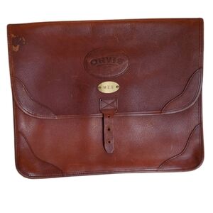 ORVIS Genuine Bullhide Leather Lawyer Bag, Flap Clasp, Spacious‎ Nylon Doc Slots